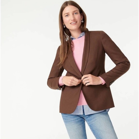 J. Crew Parke Wool One Button Blazer Size 14 Brown